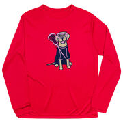 Girls Lacrosse Long Sleeve Performance Tee - Lily The Lacrosse Dog