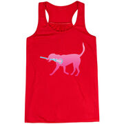 Girls Lacrosse Flowy Racerback Tank Top - LuLa the LAX Dog (Pink)