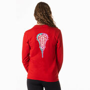 Girls Lacrosse Tshirt Long Sleeve - Lacrosse Stick Heart (Back Design)