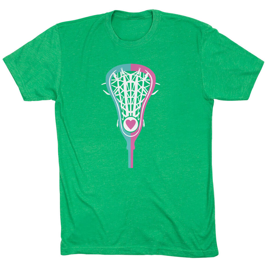 Girls Lacrosse T-Shirt Short Sleeve Lacrosse Stick Heart