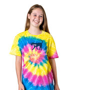 Girls Lacrosse Short Sleeve T-Shirt - LuLa The LAX Dog (Blue) Tie Dye