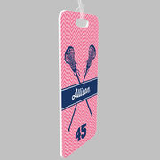 Girls Lacrosse Bag/Luggage Tag - Personalized Girl Lacrosse Sticks Chevron