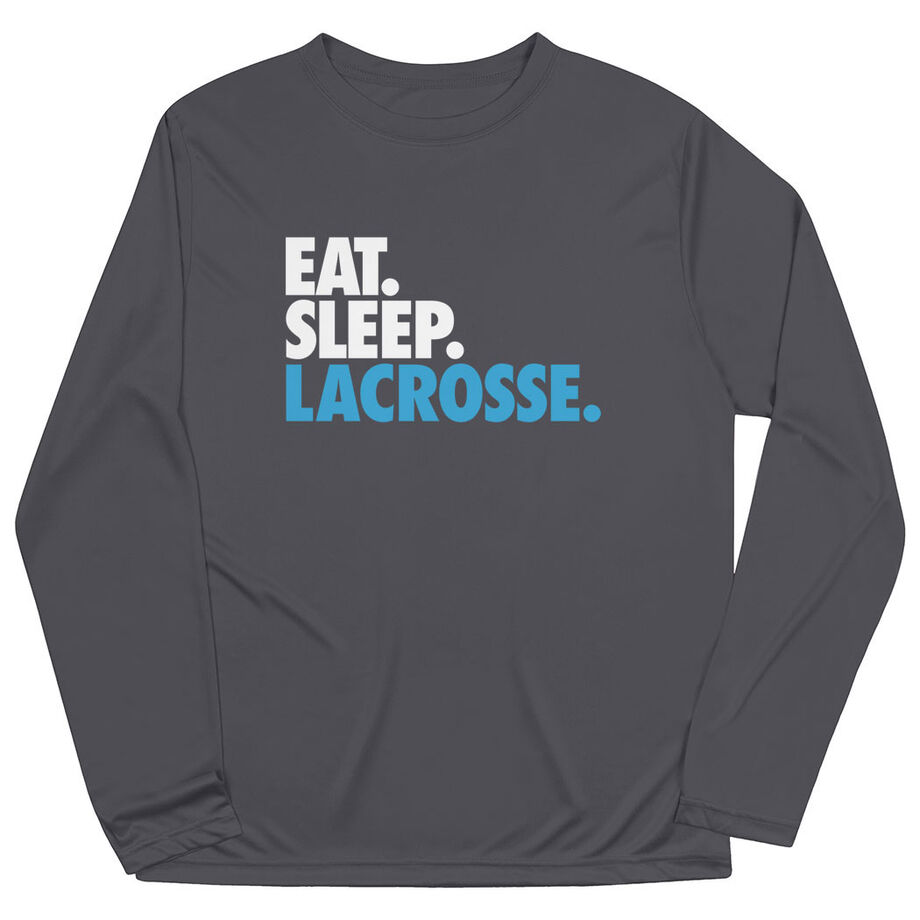Lacrosse Long Sleeve Performance Tee - Eat. Sleep. Lacrosse. - Personalization Image