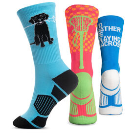 Girls Lacrosse Woven Mid-Calf Sock Set -  Rather Be Playing