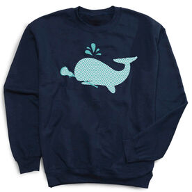 Girls Lacrosse Crew Neck Sweatshirt - Chevron Lax Whale