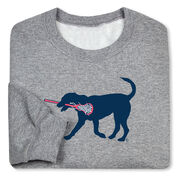 Girls Lacrosse Crew Neck Sweatshirt - LuLa The LAX Dog (Blue)