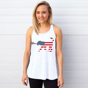 Girls Lacrosse Flowy Racerback Tank Top - Patriotic LuLa the Lax Dog