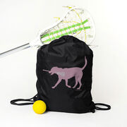 Girls Lacrosse Drawstring Backpack LuLa the Lax Dog(Pink)