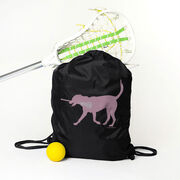 Girls Lacrosse Sport Pack Cinch Sack LuLa the Lax Dog (Pink)