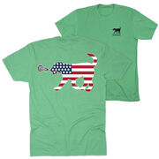 Girls Lacrosse Short Sleeve T-Shirt - Patriotic LuLa the Lax Dog (Back Design)