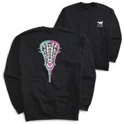 Girls Lacrosse Crewneck Sweatshirt - Lacrosse Stick Heart (Back Design)