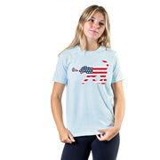 Girls Lacrosse T-Shirt Short Sleeve Patriotic LuLa the Lax Dog