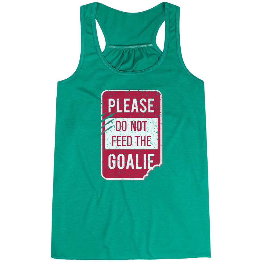 Women's Flowy Racerback Tank Top - Don’t Feed The Goalie