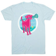 Girls Lacrosse Short Sleeve T-Shirt - Lacrosse Dog with Girl Stick
