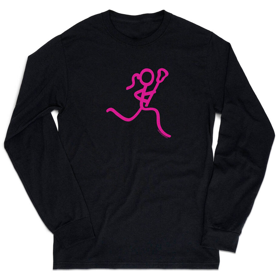 Girls Lacrosse Tshirt Long Sleeve - Neon Lax Girl - Personalization Image