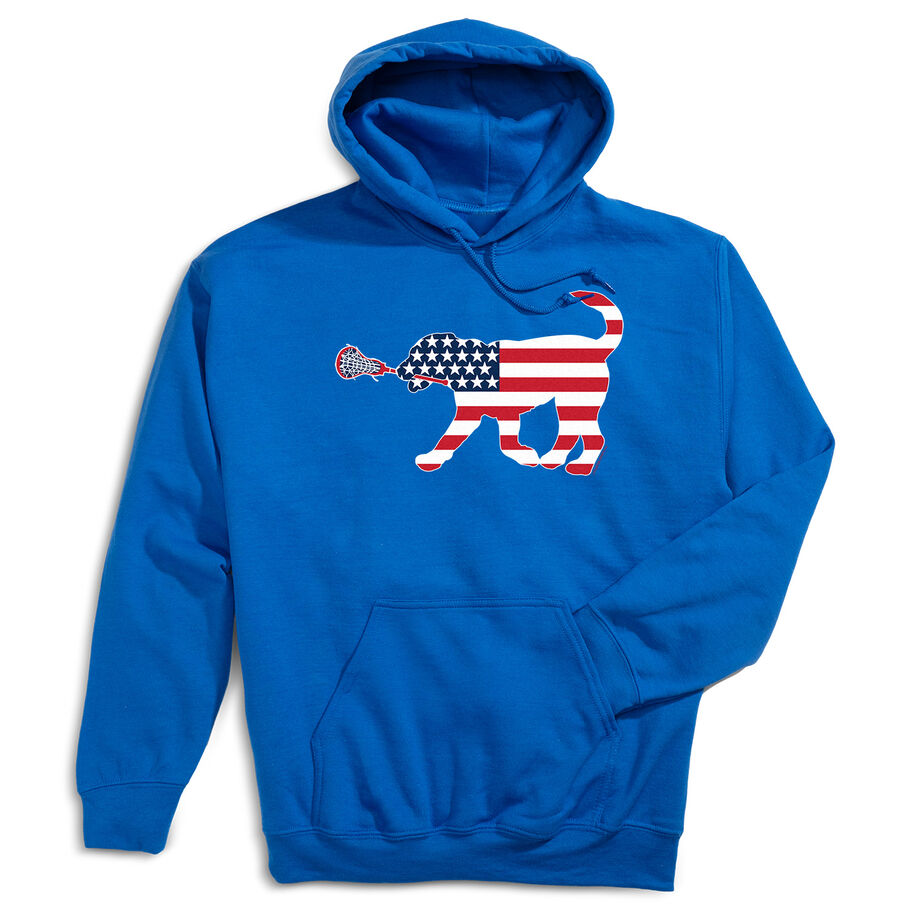 Girls Lacrosse Hooded Sweatshirt - Patriotic LuLa the Lax Dog