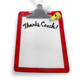 Thanks Coach Resin Ornament - Red Clipboard (Ready to Sign!)