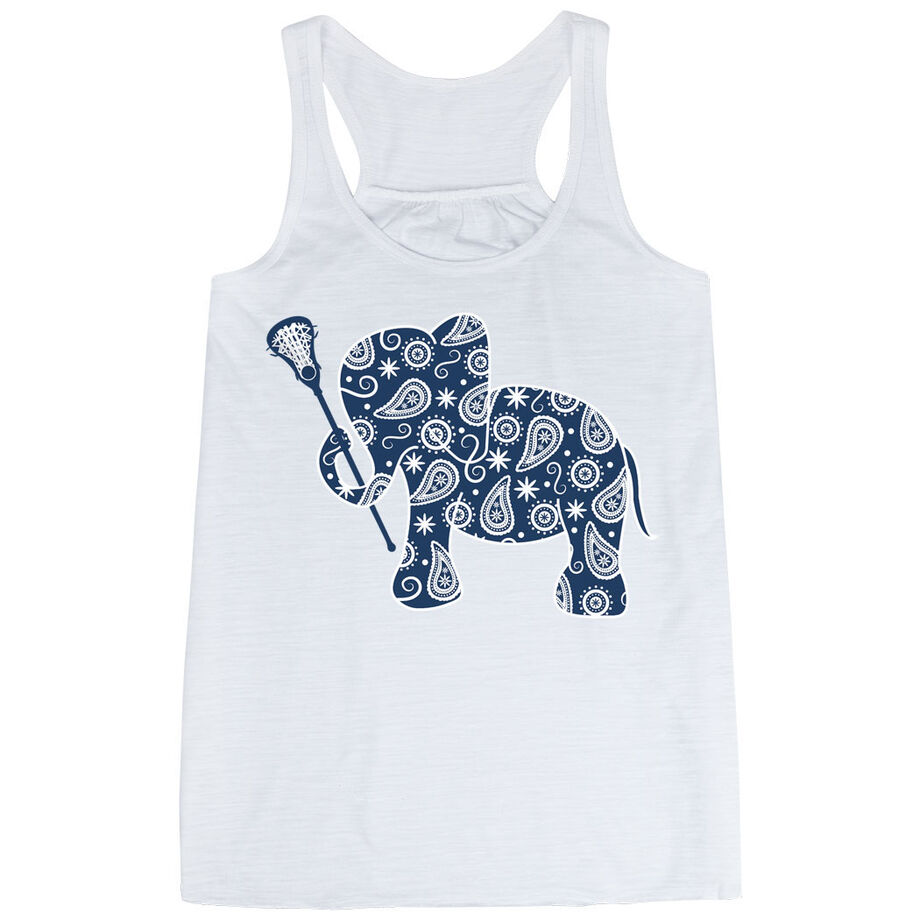 Girls Lacrosse Flowy Racerback Tank Top - Lax Elephant