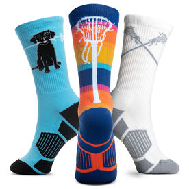 Girls Lacrosse Woven Mid-Calf Sock Set - LAX Life