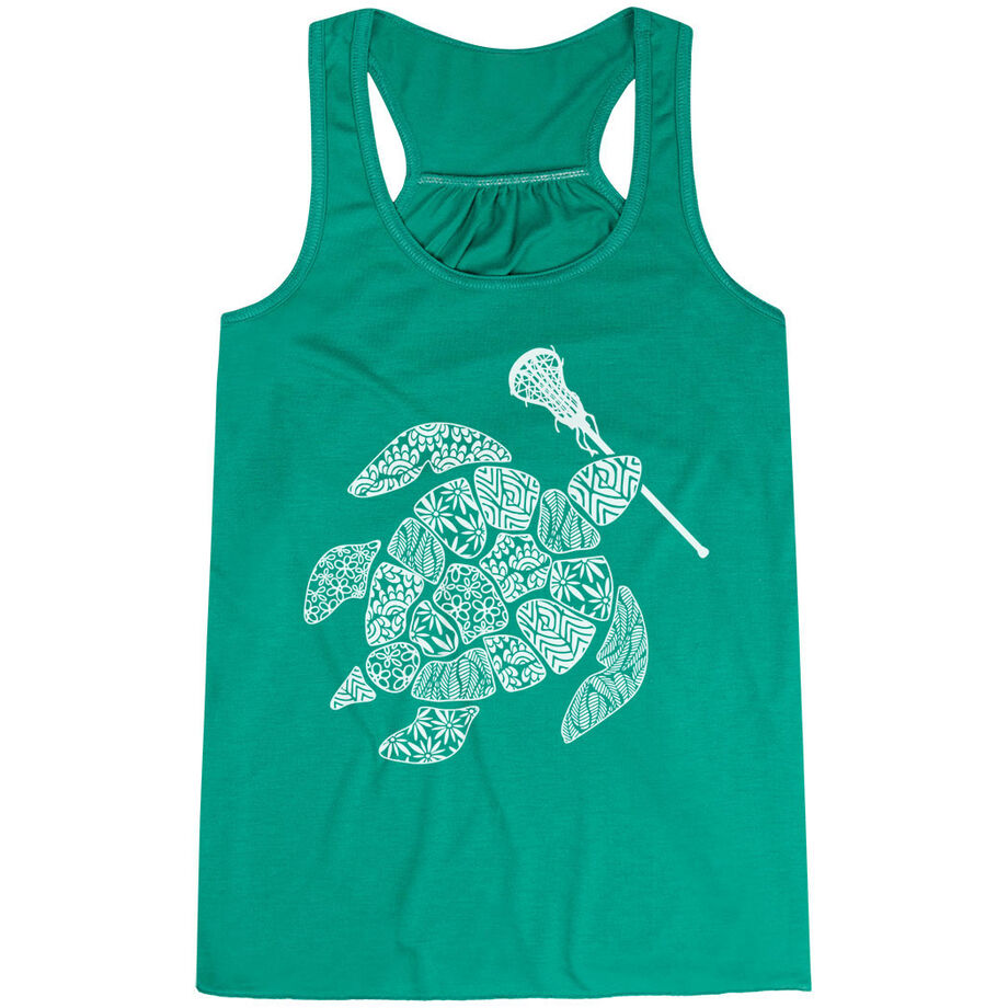 Girls Lacrosse Flowy Racerback Tank Top - Lax Turtle