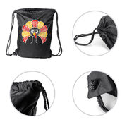 Girls Lacrosse Drawstring Backpack - Goofy Turkey Player