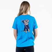 Girls Lacrosse Short Sleeve T-Shirt - Lily The Lacrosse Dog (Back Design)