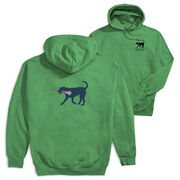 Girls Lacrosse Hooded Sweatshirt - LuLa The LAX Dog Blue (Back Design)