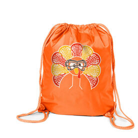 Girls Lacrosse Drawstring Backpack - Goofy Turkey Player