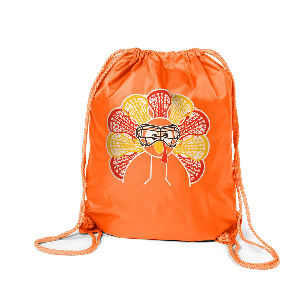 Girls Lacrosse Drawstring Backpack - Goofy Turkey Player
