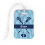 Girls Lacrosse Bag/Luggage Tag - Personalized Girl Lacrosse Sticks Chevron