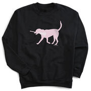 Girls Lacrosse Crewneck Sweatshirt - LuLa the LAX Dog (Pink)
