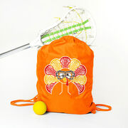 Girls Lacrosse Drawstring Backpack - Goofy Turkey Player