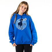 Girls Lacrosse Hooded Sweatshirt - Watercolor Lacrosse Dog With Girl Stick