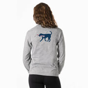 Girls Lacrosse Tshirt Long Sleeve - Lula The Lax Dog Blue (Back Design)