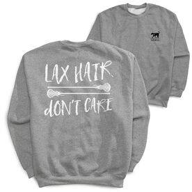 Girls Lacrosse Crewneck Sweatshirt - Lax Hair Don't Care (Back Design)