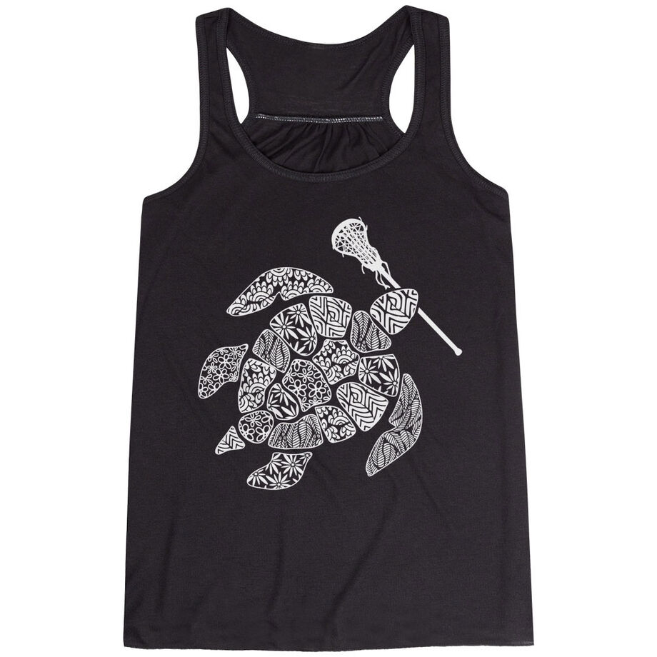 Girls Lacrosse Flowy Racerback Tank Top - Lax Turtle