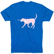 Girls Lacrosse Short Sleeve T-Shirt LuLa the Lax Dog (Pink)