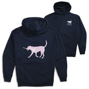 Girls Lacrosse Hooded Sweatshirt - LuLa the Lax Dog (Pink) (Back Design)