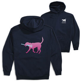 Girls Lacrosse Hooded Sweatshirt - LuLa the Lax Dog (Pink) (Back Design)