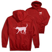 Girls Lacrosse Hooded Sweatshirt - LuLa the Lax Dog (Pink) (Back Design)