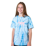 Girls Lacrosse Short Sleeve T-Shirt - LuLa The LAX Dog (Pink) Tie Dye