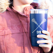 Girls Lacrosse 20 oz. Double Insulated Tumbler - Personalized Crossed Sticks