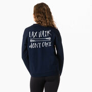 Girls Lacrosse Crewneck Sweatshirt - Lax Hair Don't Care (Back Design)
