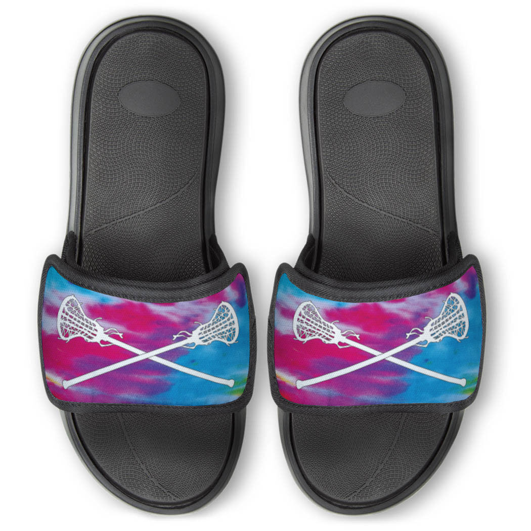 Girls Lacrosse Repwell Slide Sandals Tie Dye With Crossed