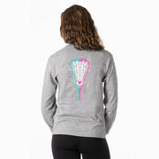 Girls Lacrosse Tshirt Long Sleeve - Lacrosse Stick Heart (Back Design)