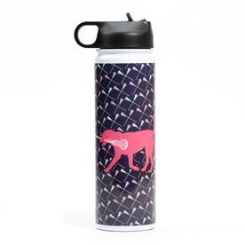 Girls Lacrosse Stainless Steel Water Bottle - Lula the Lax Dog