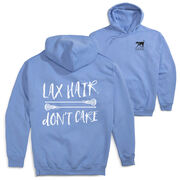 Girls Lacrosse Hooded Sweatshirt - Lax Hair Don't Care (Back Design)