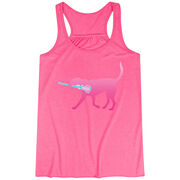 Girls Lacrosse Flowy Racerback Tank Top - LuLa the LAX Dog (Pink)