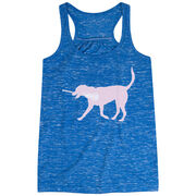 Girls Lacrosse Flowy Racerback Tank Top - LuLa the LAX Dog (Pink)