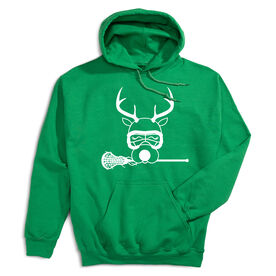 Girls Lacrosse Hooded Sweatshirt - Lax Girl Reindeer